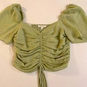 Wayf Green Tie-Front Blouse